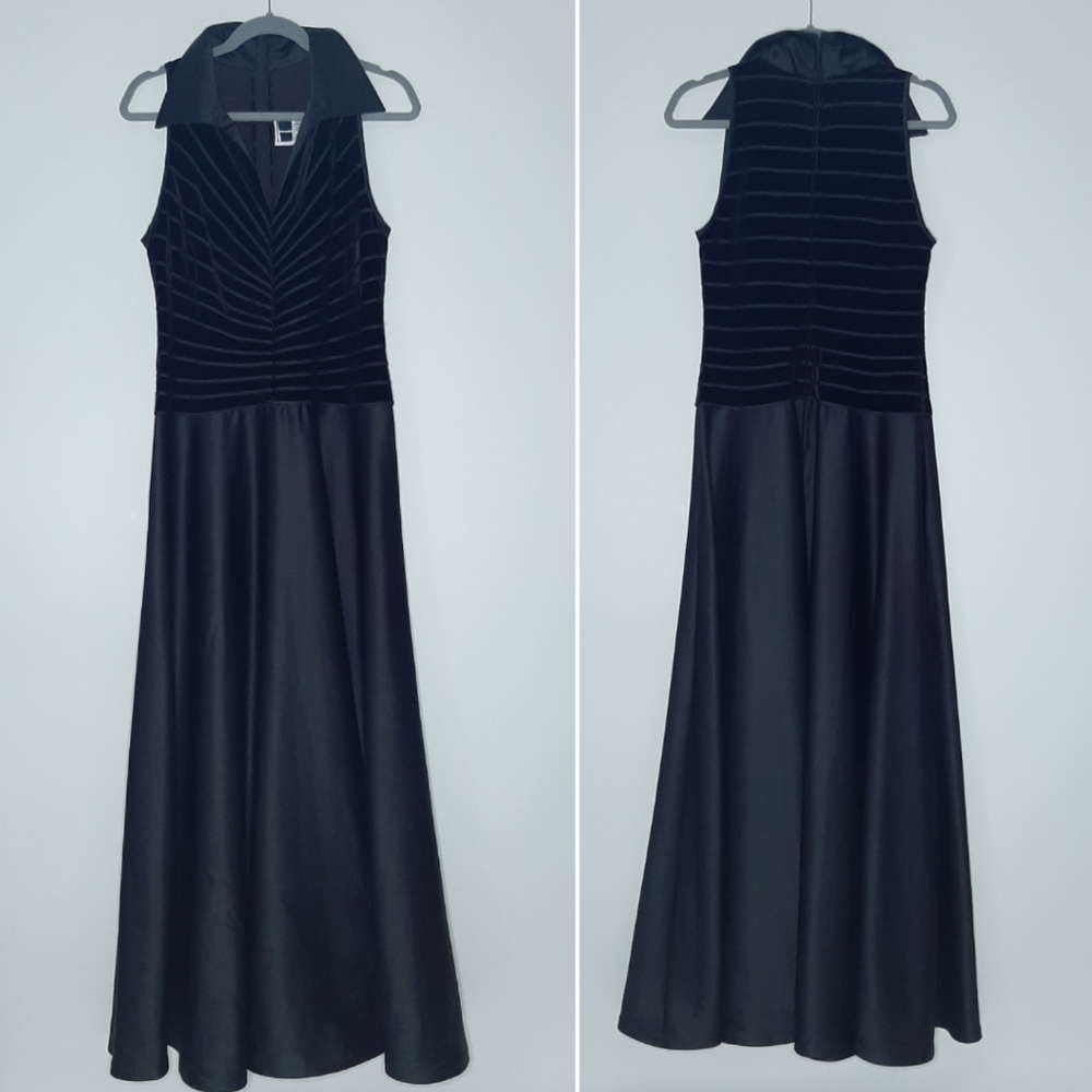 Tadashi Satin and Velvet Full Length Sleeveless Gown Brown Size 12